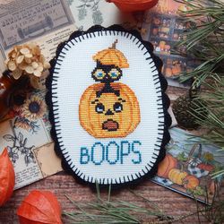 Halloween cross stitch pattern Black cat cross stitch Pumpkin cross stitch pattern download