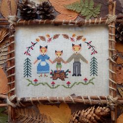 Fox Family cross stitch pattern