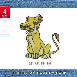 simba embroidery design/ anime design/ embroidery pattern/ design pes dst vp3 format