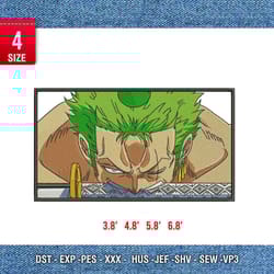 zorobitethesword / logo embroidery design/ anime design/ embroidery pattern/ design pes dst vp3 form