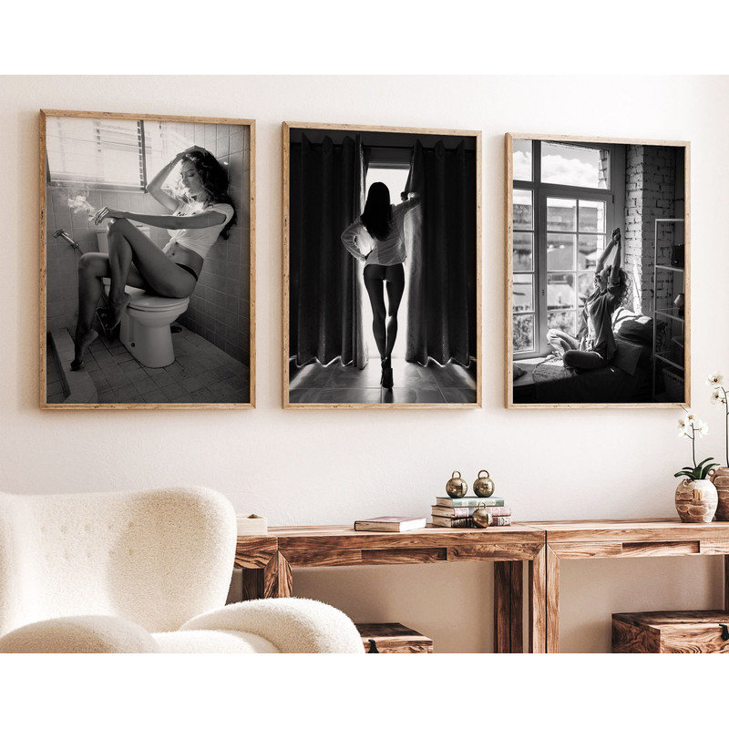 Girls Just Wanna Have Fun #2 - Set of 3 Black and White Fashion Photography Poster Set, Fashion posters, Girly Poster Art, Wall Art.jpg