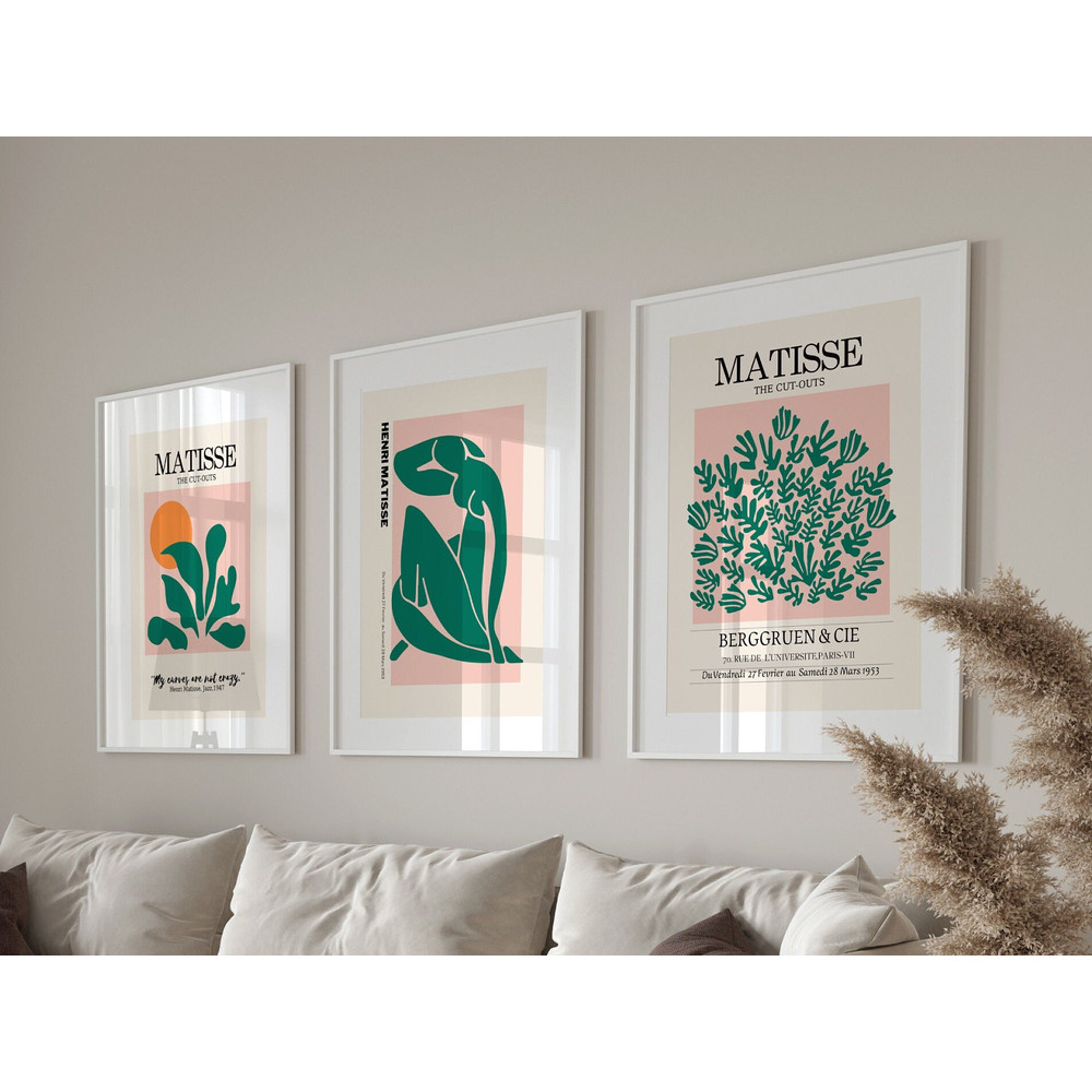 Henri Matisse Set of 3 wall art, Gallery Wall Set, Green Matisse Print Set, Matisse Posters, Matisse Exhibition Poster, DIGITAL DOWNLOAD.jpg