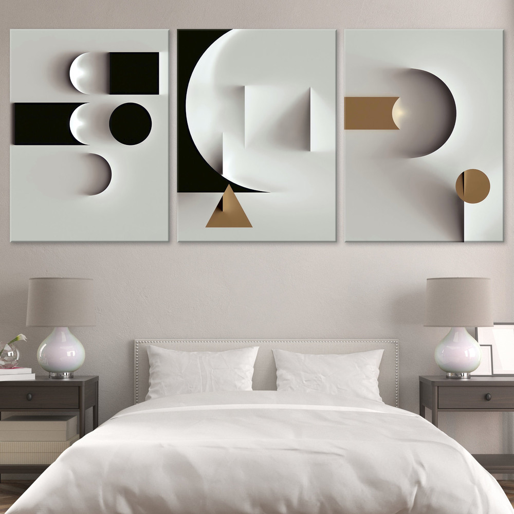 Geometric line art Abstract 3 piece wall art prints Black and white modern decor Extra large minimalist set 3 poster Bedroom framed canvas.jpg