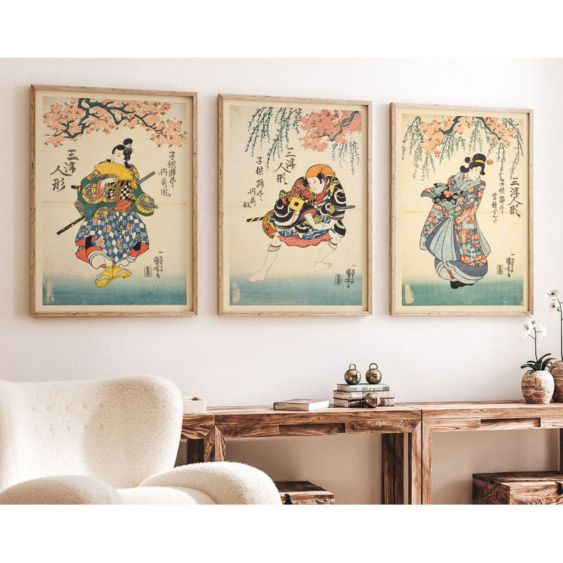 Japanese Wall Art Set of 3 Poster, Art Print, Japanese Waves Wall Art Set, Japanese Art, Japanese gifts, Poster Prints, Japanese Art Lovers.jpg