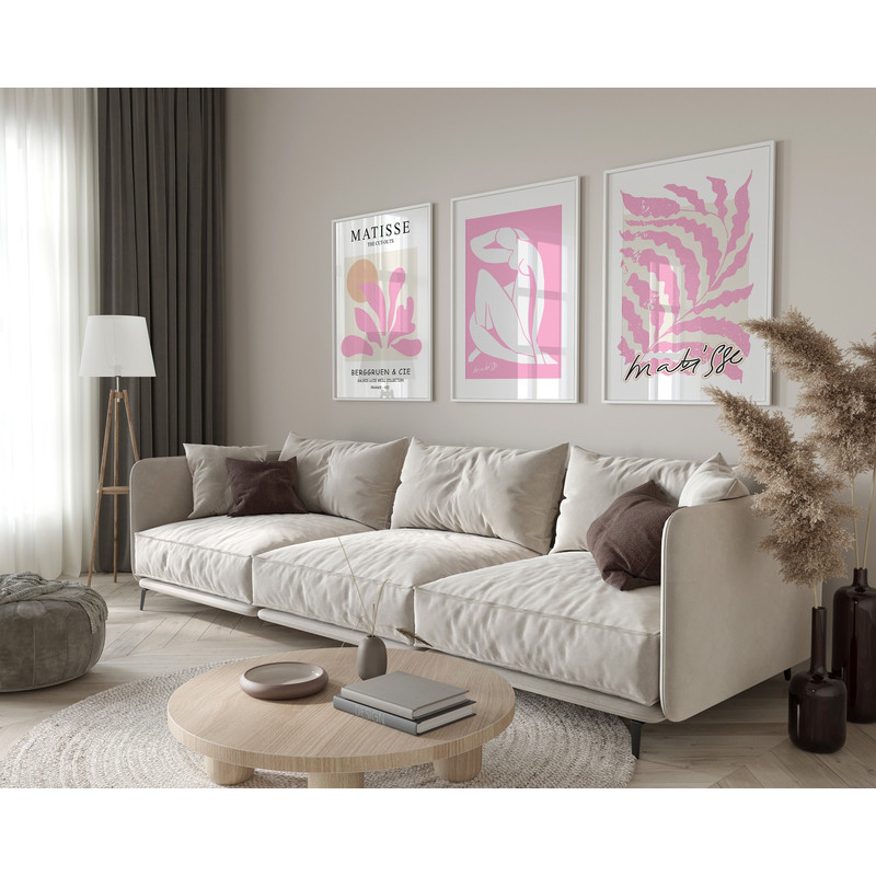 Henri Matisse Pink Poster Set of 3 Matisse Abstract Print Set Minimalist Matisse Leaf Exhibition Wall Art Matisse Printable Gallery Wall Set.jpg