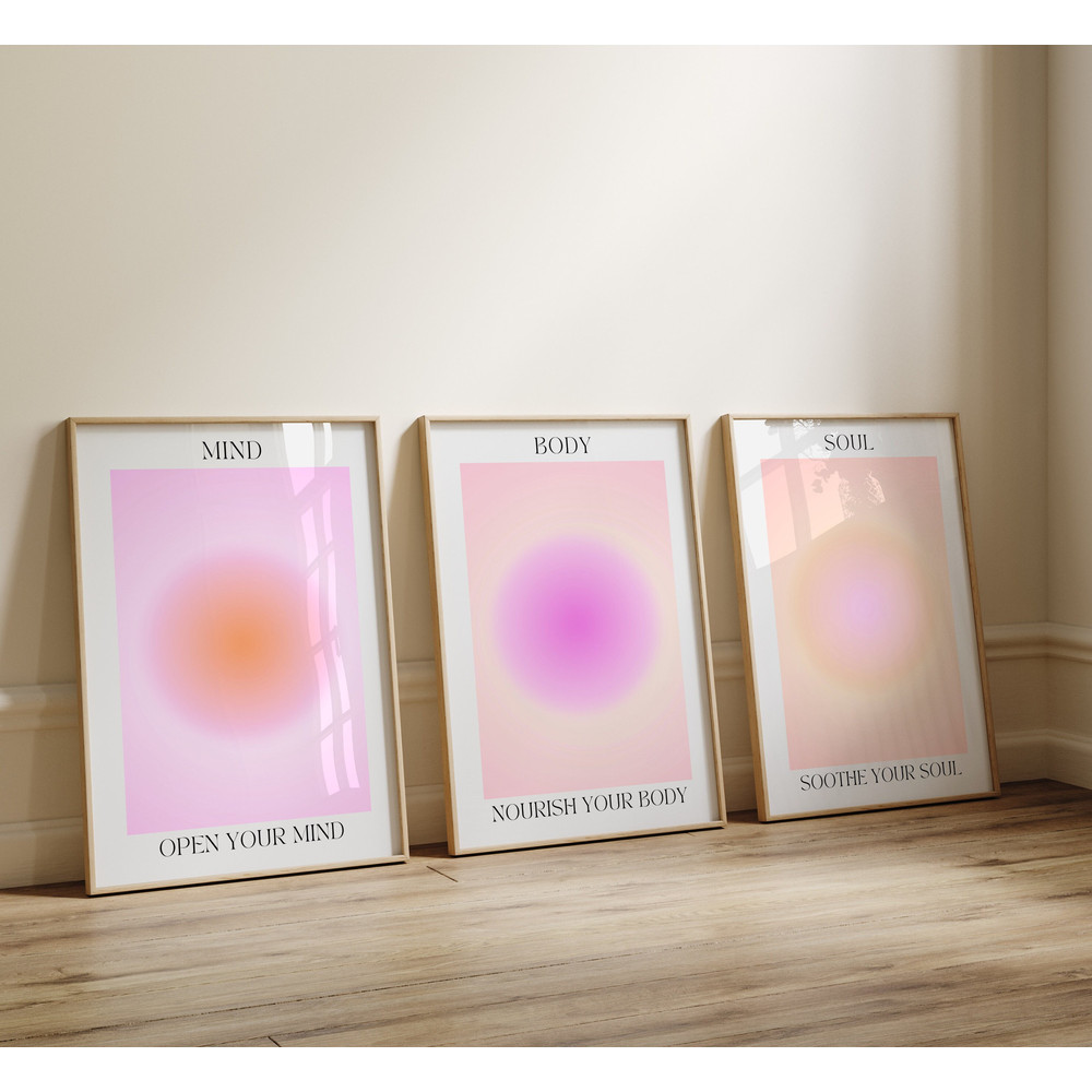 Positive Spiritual Aura Posters 3 Piece Wall Art, Gradient Set of 3 Prints, Y2K Aesthetic Room Decor Zen Wall Art, Digital Download.jpg