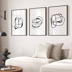 modern neutral gallery wall art set of 3 abstract art red prints minimalist living room decor modern poster set printabl