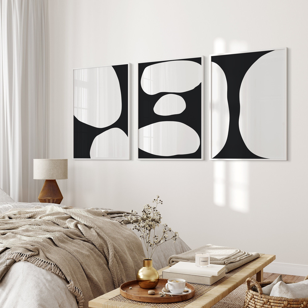 Modern Minimalist Black and White Wall Art, Set of 3 Prints, Bedroom Wall Art, 3 Piece Art Prints, Abstract Poster Set, Living Room Art.jpg
