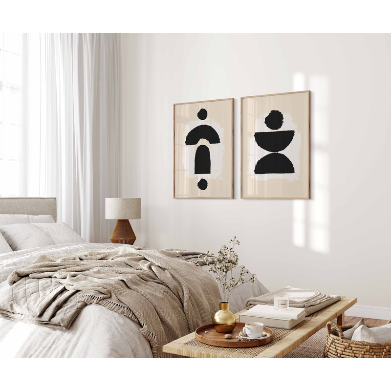 Modern Neutral Gallery Wall Art Set of 2 Printable Art Digital Abstract Geometric Art Print Instant Download Beige Wall Art Bedroom Office.jpg