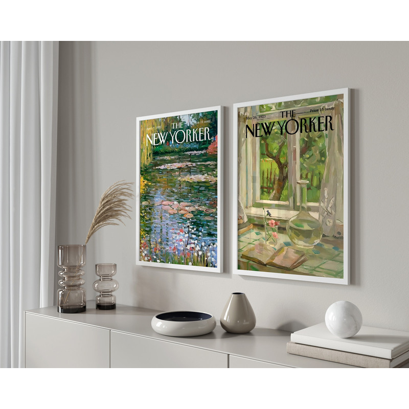New Yorker Magazine Cover Set Of 2, Gallery Wall Art Set, The New Yorker Print, Retro New Yorker Poster, Vintage New Yorker Cover Wall Art.jpg
