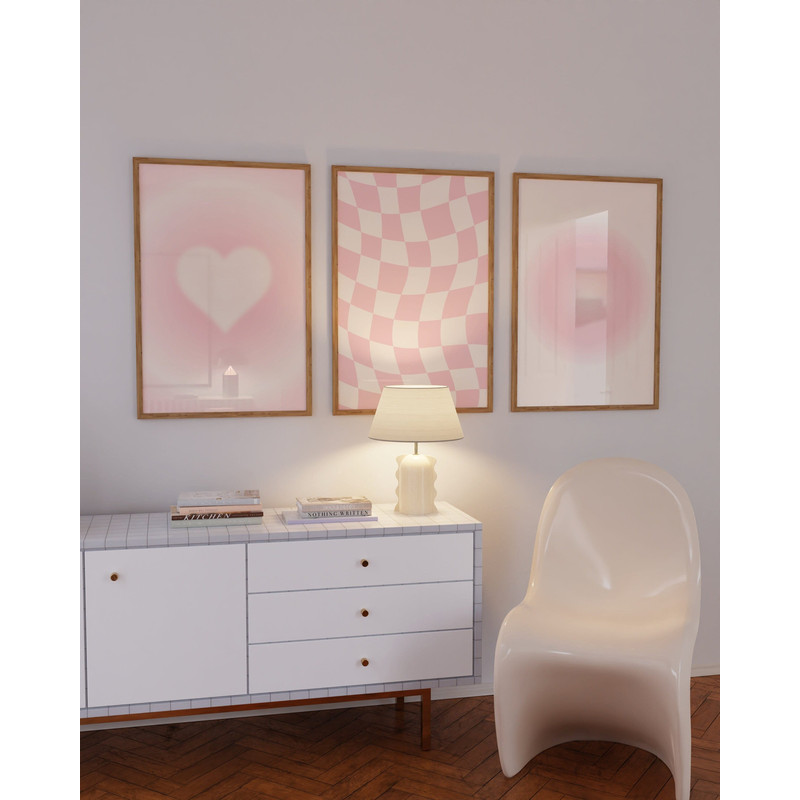 Pastel Pink Set of 3 Posters, Pink Aesthetic Prints Set of 3, Pink Girly Room Decor, Baby Pink 3 Piece Wall Art, Blush Pink Retro Wall Art.jpg