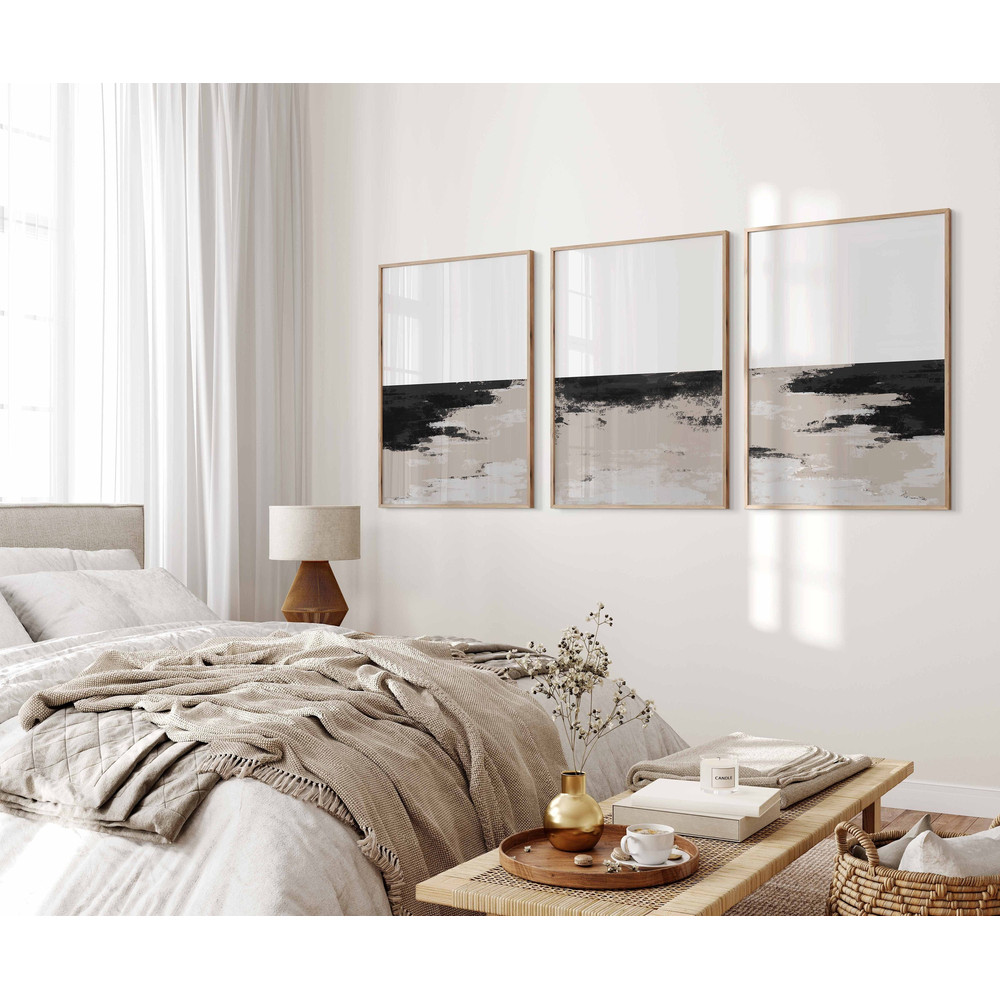 Modern Simple Minimal Landscape Wall Art Set of 3 Abstract Art Black Beige Prints Minimalist Bedroom Decor Living Dining Room Art, Printable.jpg