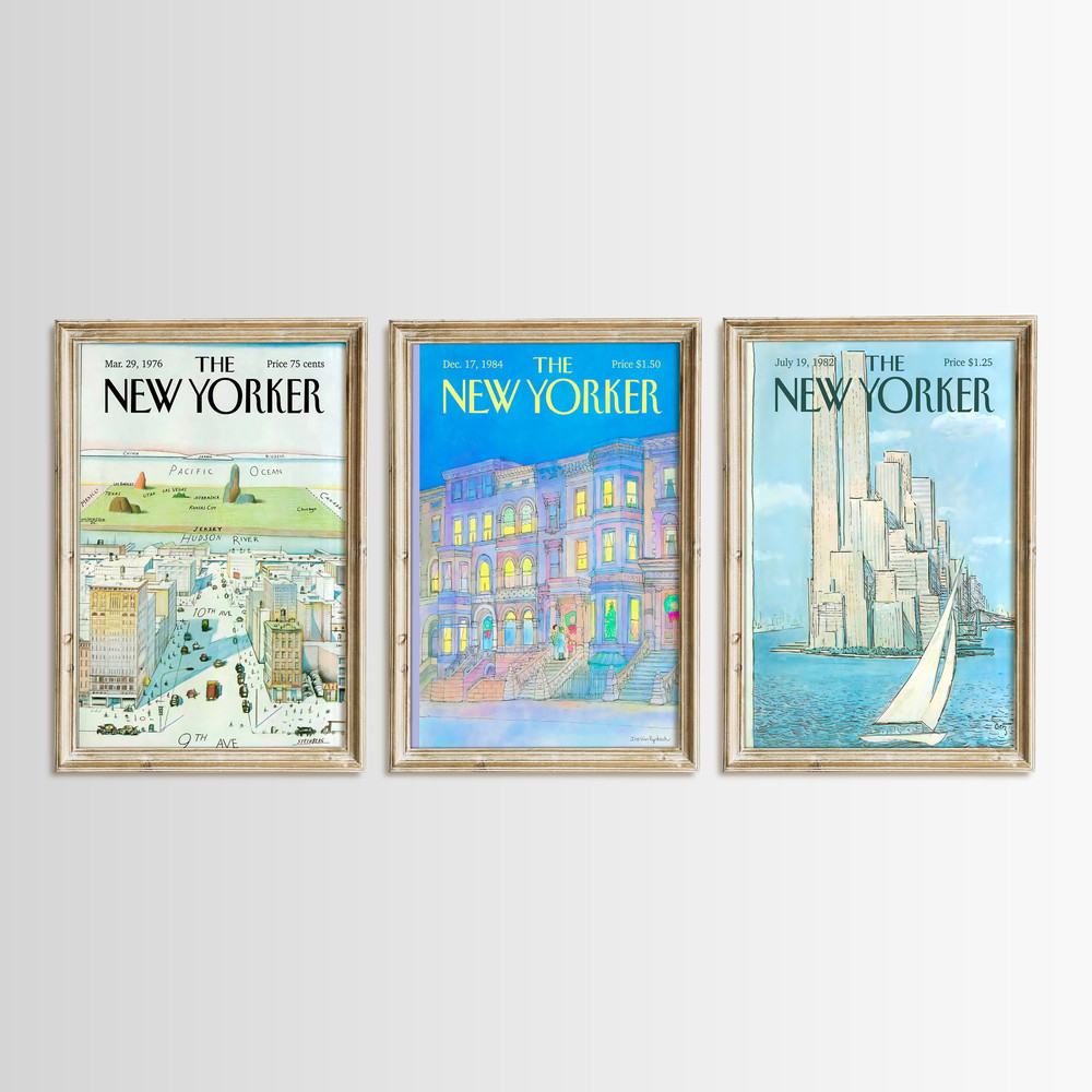 New Yorker Magazine Cover Poster Set Of 3, Trendy Wall Art, PRINTABLE Digital Download, New Yorker Prints, Cityscape Colorful Poster, NW3-05.jpg