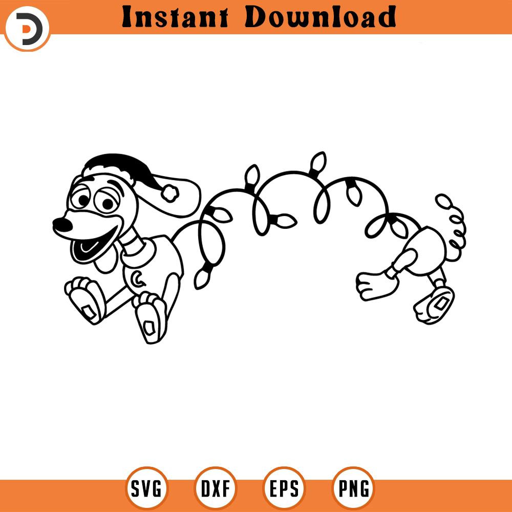 SVG4594-Christmas SVG Toy Story Slinky christmas lights , dog , disneyland , cut file outline silhouette.jpg