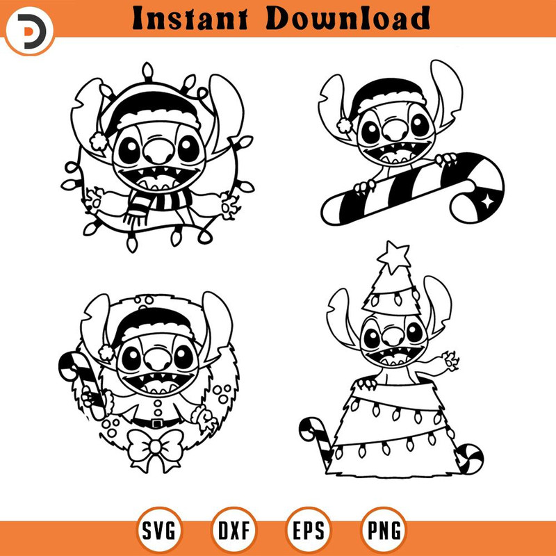 SVG4595-Christmas SVG bundle Stitch SVG , set 4 cliparts , cut files outline silhouette.jpg