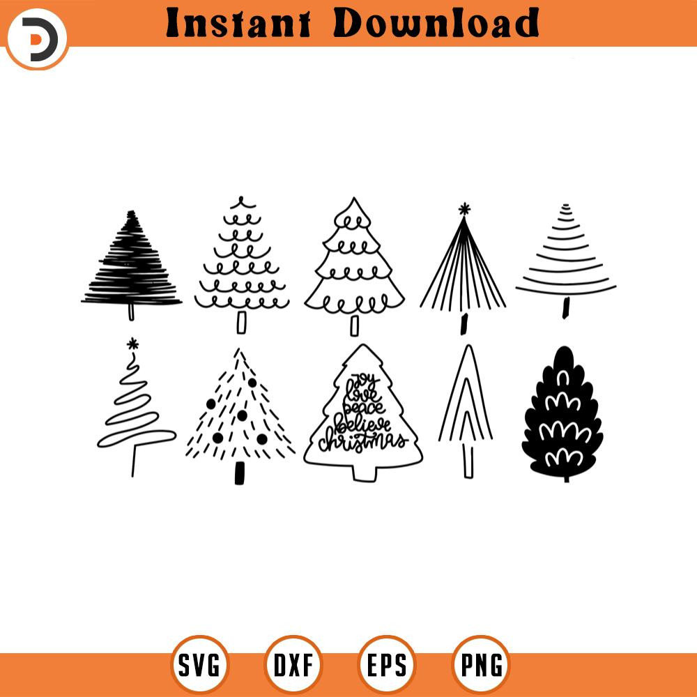 SVG3153-Christmas Tree Svg Christmas svg joy Svg believe SVG Handdrawn clipart Cut Files Cricut Silhouette.jpg