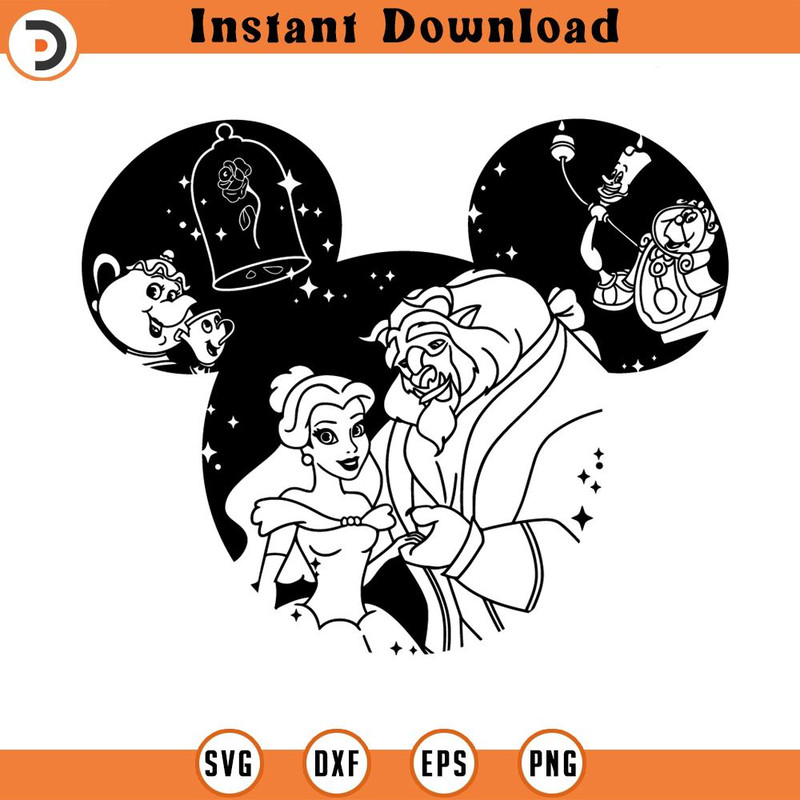 SVG4638-Beauty and the beast SVG belle princess cricut dxf png clipart , cut file outline.jpg