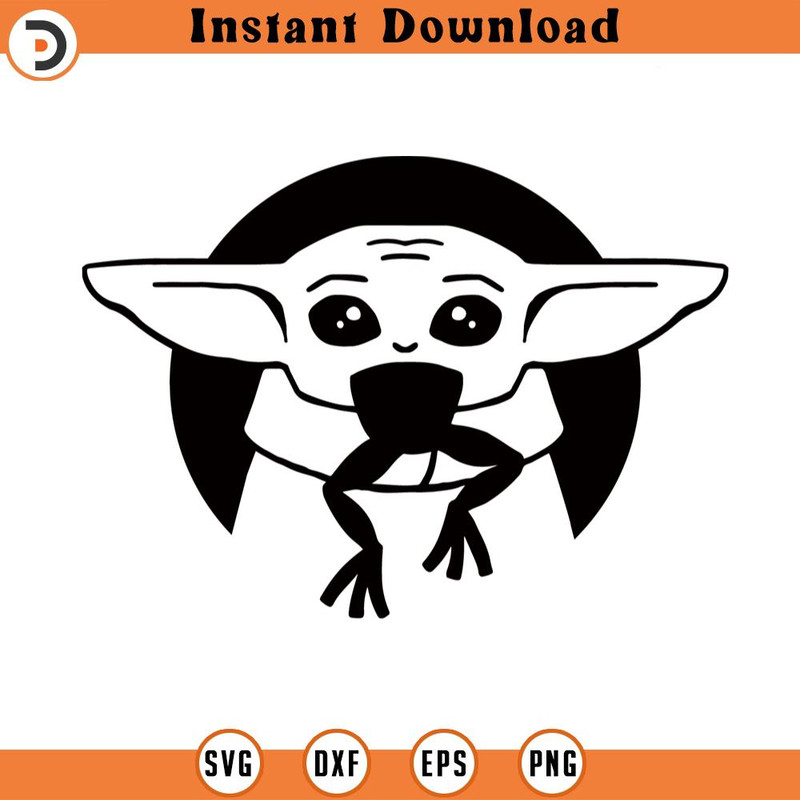 SVG4650-Baby Yoda SVG clipart snack time png ,the child , vector cut file outline silhouette.jpg