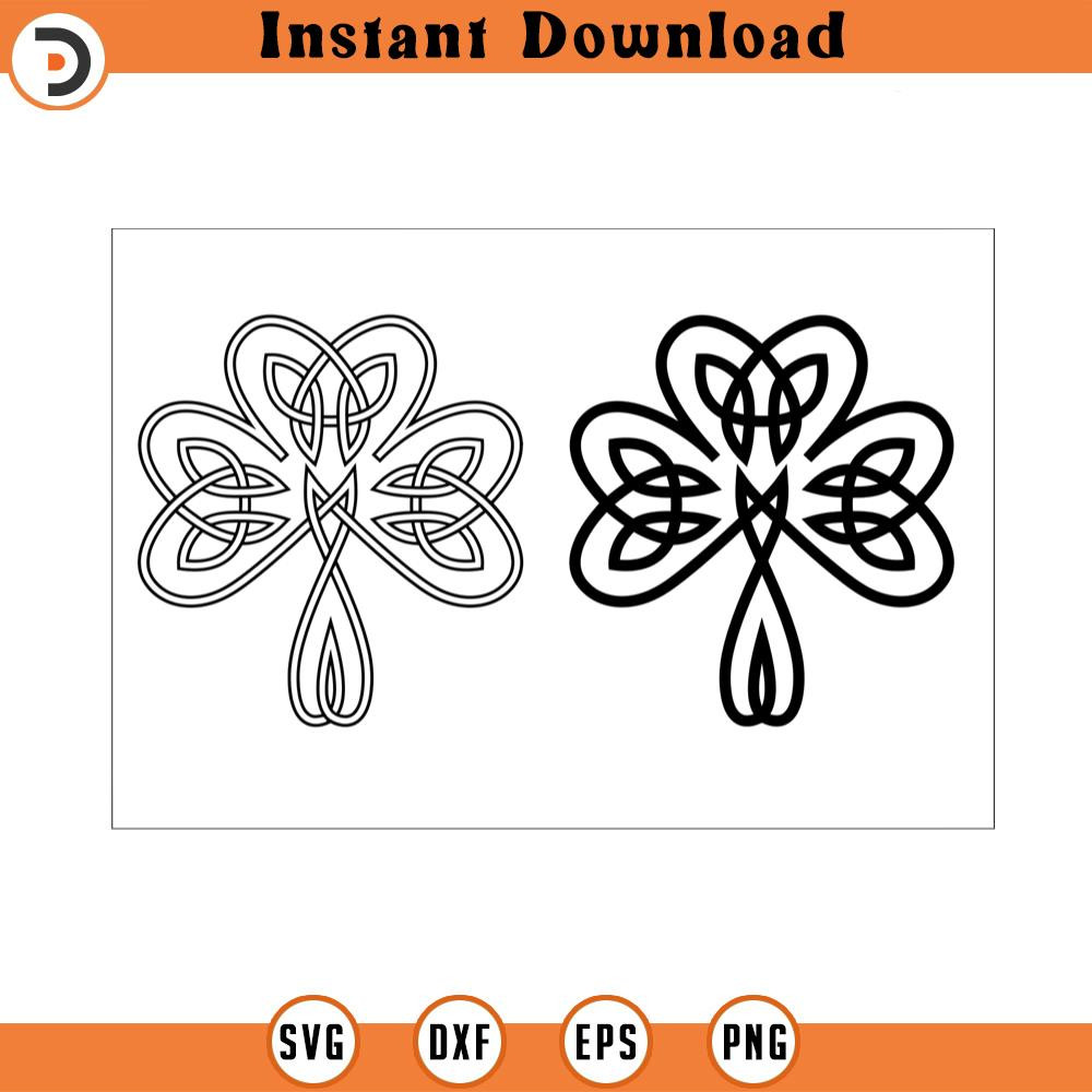 SVG4160-Celtic shamrock 02 Silhouette Svg Dxf, Eps, Pdf, Clip art, Vector Cut file.jpg