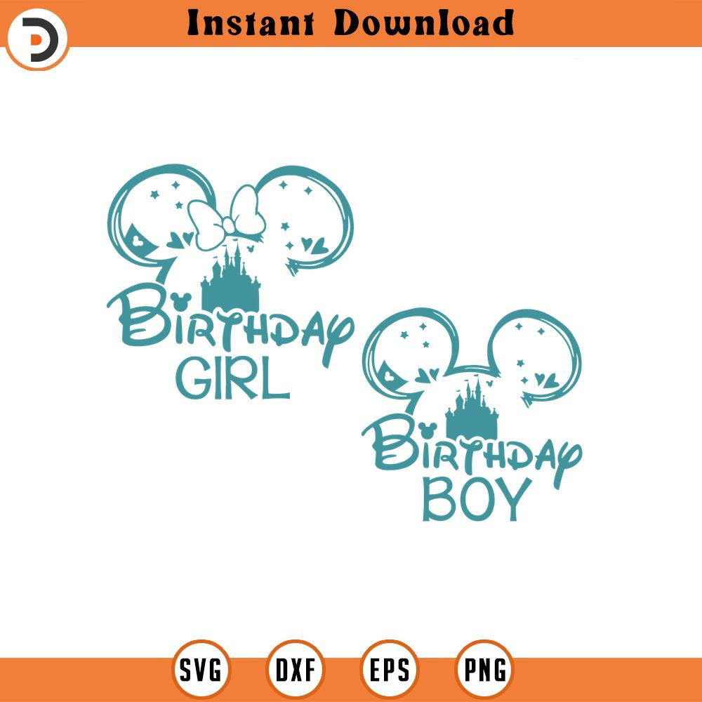 SVG166-Bundle Family Birthday SVG, Birthday Girl SVG, Birtday Boy SVG, Birthday Squad SVG, Mouse Ear and Balloons, Castle SVG, Png For Sublimation.jpg