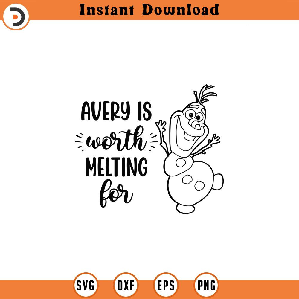SVG178-Avery is Worth Melting For SVG, Family Trip SVG, Snowman SVG, Cute Character Quote SVG, Family Vacation SVG, Vacay Mode, Png SVG Files.jpg