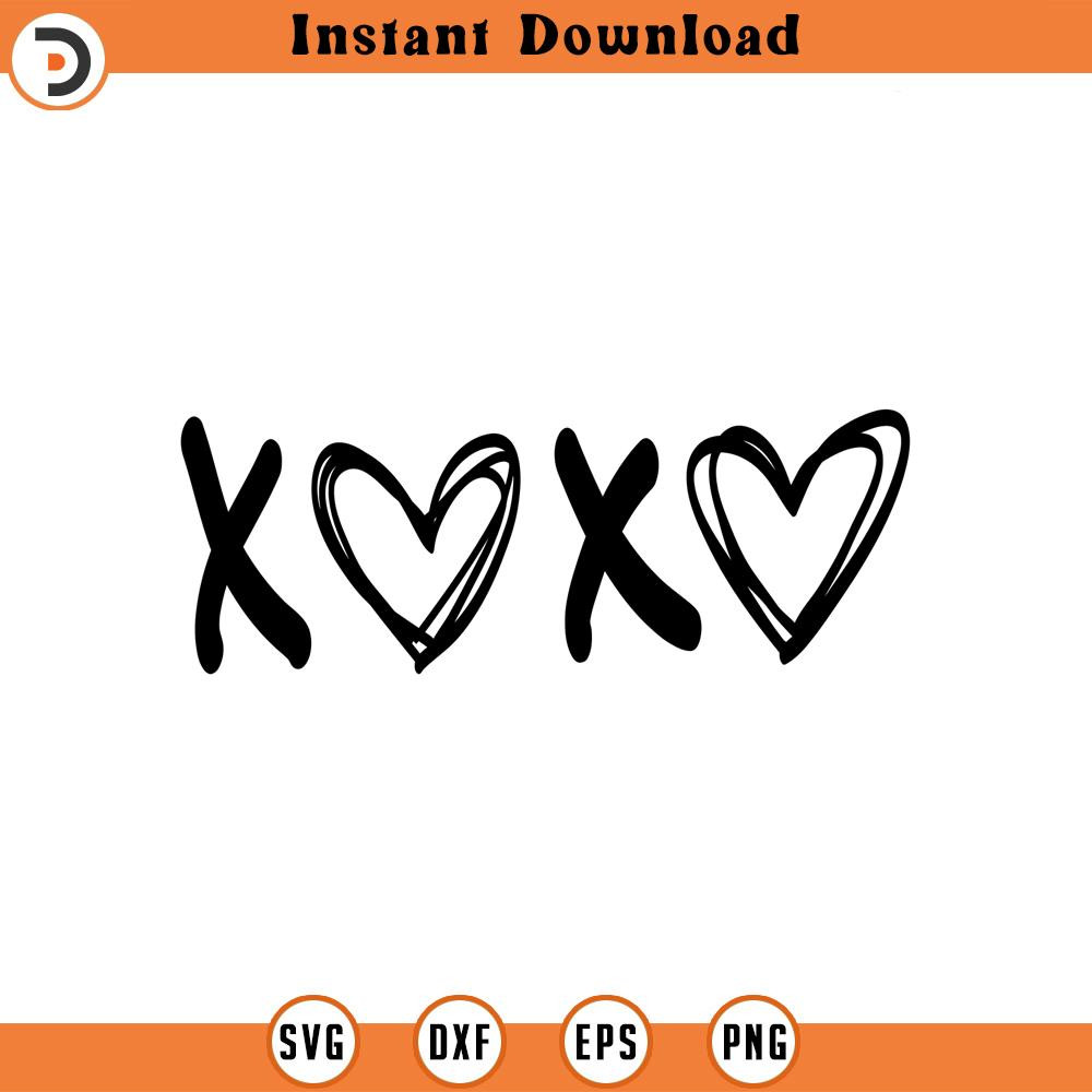 SVG1073-xoxo valentine SVG for Cricut Silhouette, xoxo svg, Valentine Svg, Valentines Svg, xoxo Heart Svg, Heart Svg, Doodle Heart Svg, Drawn Heart.jpg