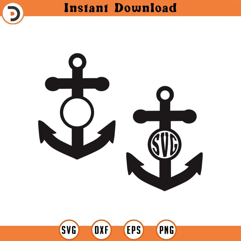 SVG1097-Anchor Monogram SVG, Anchor Name Frame svg, Nautical SVG, Marine SVG, Circle Anchor Monogram svg,Boat anchor svg,Cricut Cut Files,Silhouette.jpg