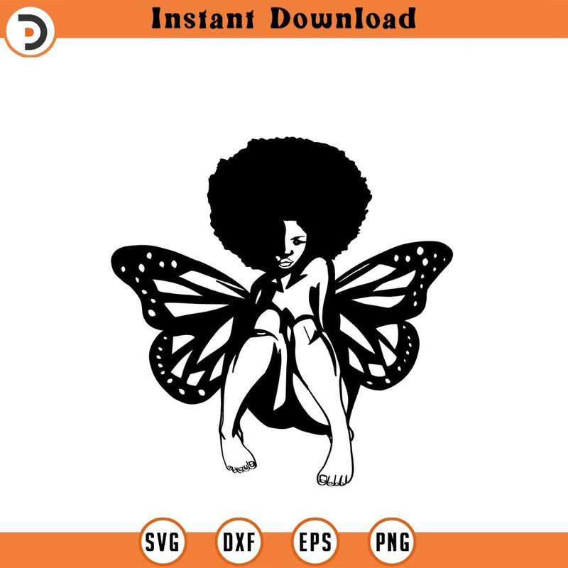 SVG1147-Black woman SVG, Black Girl Magic SVG, Butterfly Svg, Black Lives Matter, Afro Lady Woman, Diva, Vector, Tshirt, Cut File Cricut, Silhouette.jpg