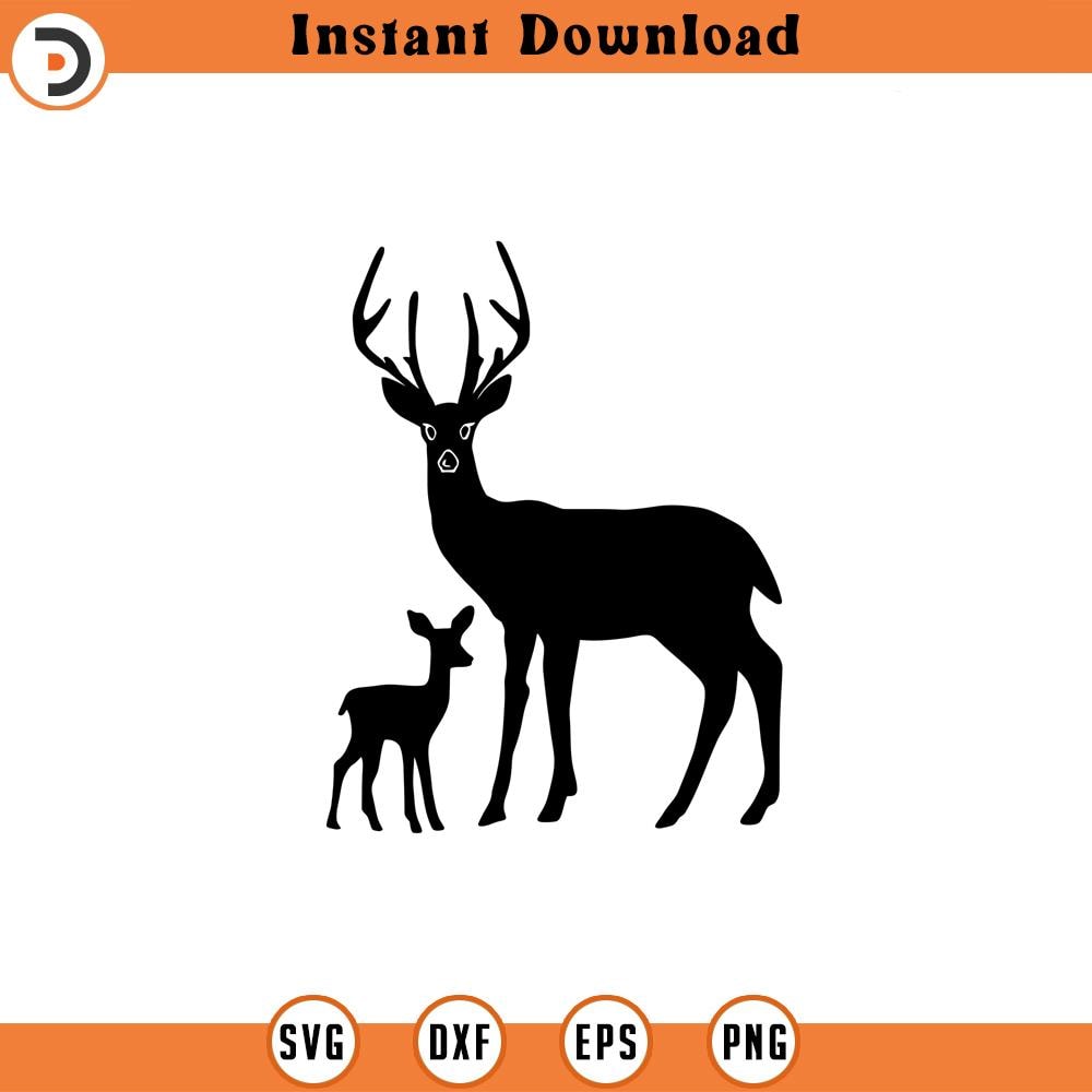 SVG1228-Deer Silhouette Svg, Deer SVG, Deer Silhouette, Buck SVG, Animal Silhouette SVG, Antlers Svg, Cricut Cut File, Silhouette.jpg