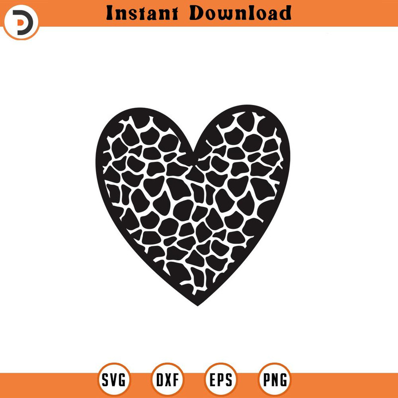 SVG1293-Giraffe Pattern Heart Svg, Heart SVG, Hand-drawn Heart svg, Valentine Heart svg, Heart Shape, Patterned Heart, Cut Files Cricut,Silhouette.jpg