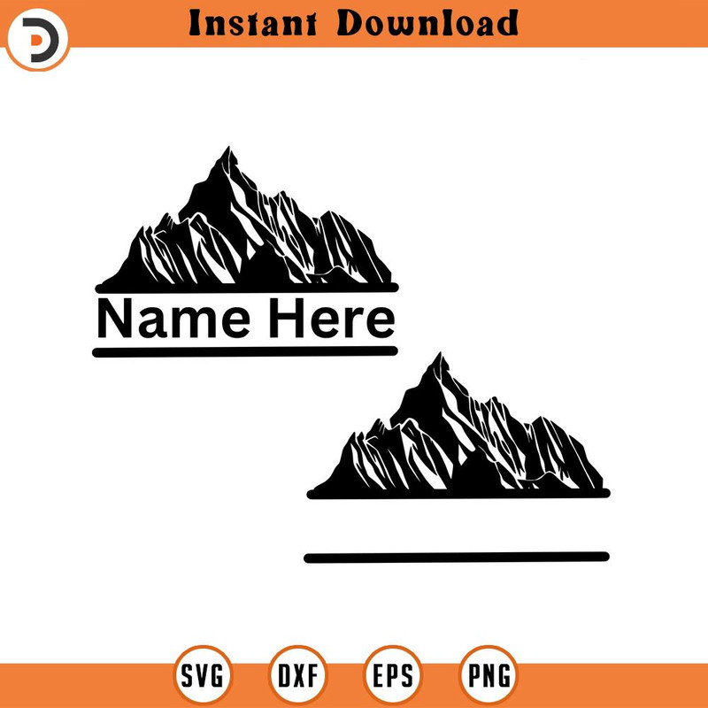 SVG1475-Mountain Split Monogram SVG, Landscapes SVG, Mountain Silhouette SVG, Mountaintop svg, Nature svg, Cut Files for Cricut, Silhouette.jpg