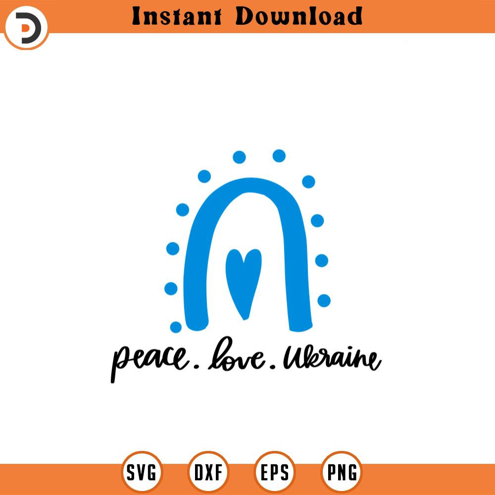 SVG1509-Peace Love Ukraine SVG, Ukraine SVG, Ukraine Rainbow svg, Peace svg, Love SVG, Stop the War svg, Pray for Ukraine svg, Cricut Cut File.jpg