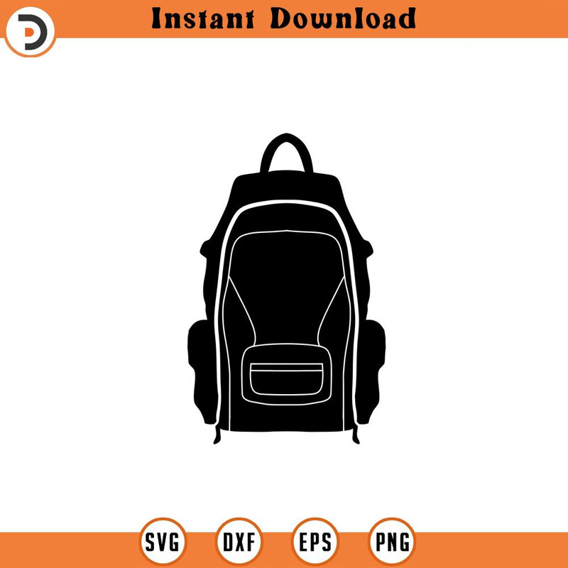 SVG1665-Backpack Silhouette SVG, Backpack SVG, Bag SVG, School Bag svg, School Backpack svg, Travel Backpack svg, Hiking Bag svg, Cricut Cut File.jpg