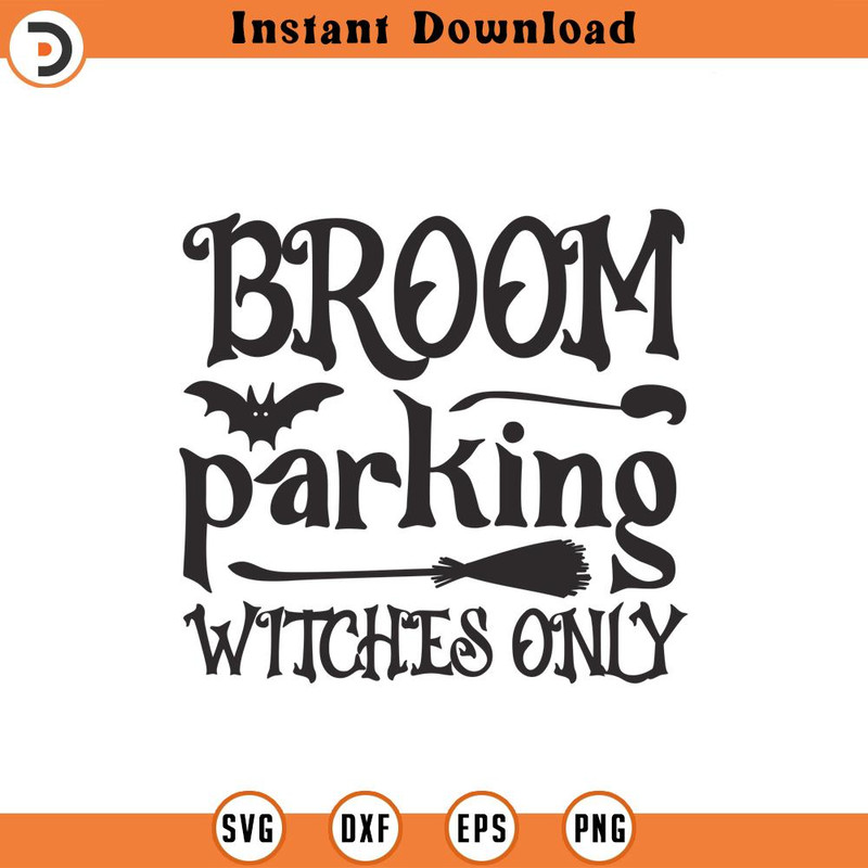 SVG1692-Broom Parking Happy Halloween SVG,, Ghost svg, Halloween Quote svg, Ghost Vibes svg, Halloween Vibes svg, Cut Files Cricut, Silhouette.jpg