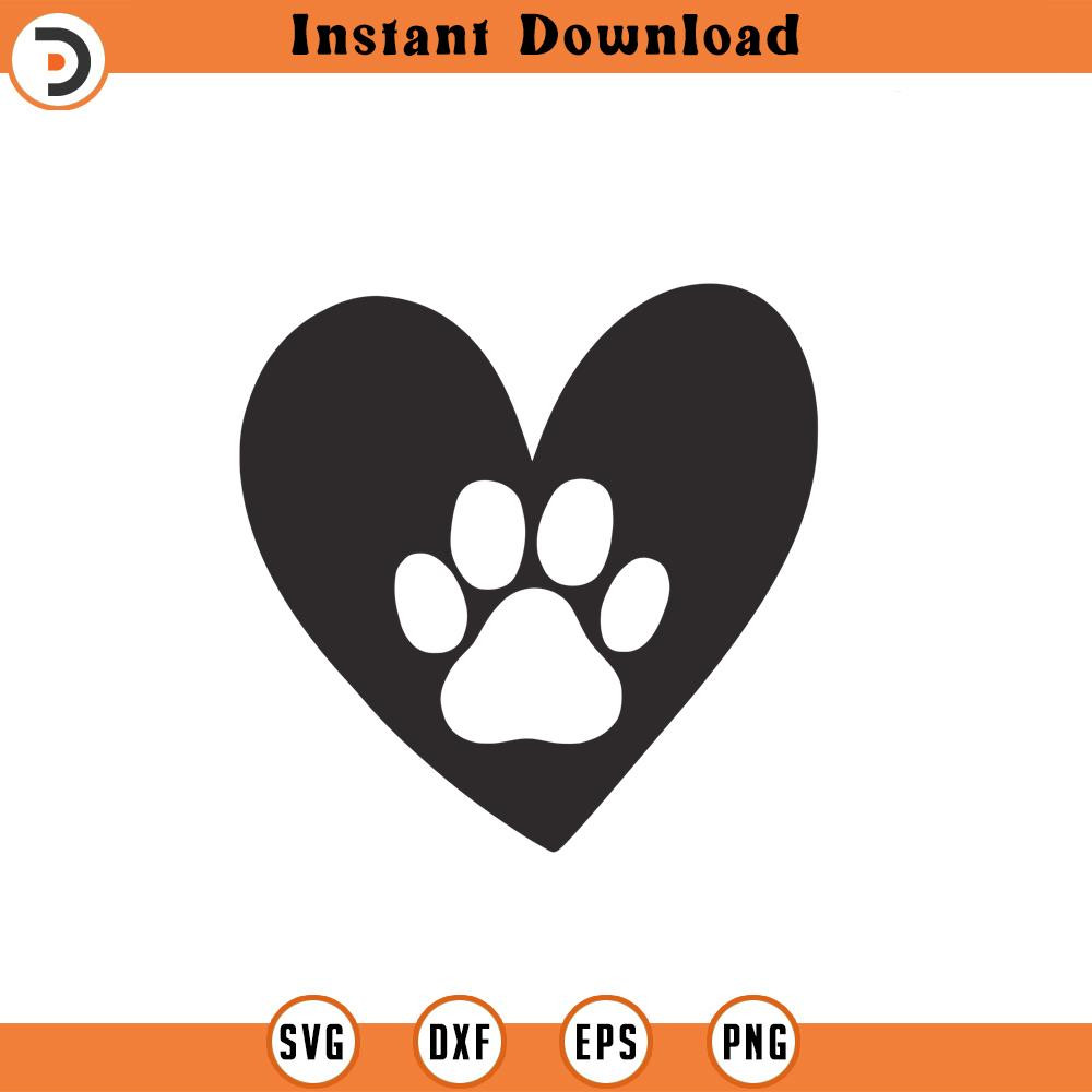 SVG1729-Dog Paw Heart Svg, Dog Svg, Animal Paw Svg, Animal Svg, Dog Paw Print, Paw Heart Svg,Animal Print, Clipart, Cut Files for Cricut, Silhouette.jpg
