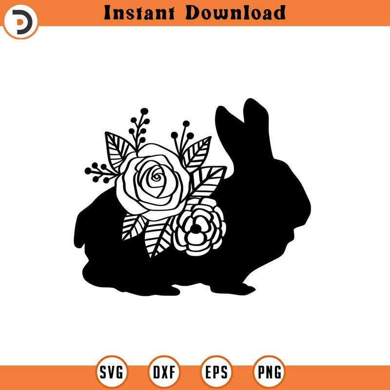 SVG1752-Floral Rabbit SVG, Floral Farm Animals SVG, Rabbit svg, Farmhouse SVG, Farmhouse Sign, Farmhouse Decor svg, Farm Life, Cut File Cricut.jpg