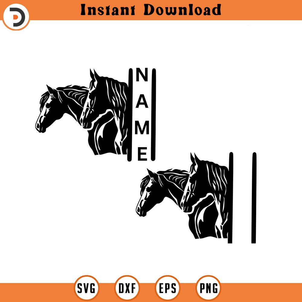 SVG1791-Horses Split Monogram SVG, Horse Svg, Farm Animals SVG, Farm Life Svg, Horse Silhouette, Horse Clipart, Horse Lover Svg, Cut File Cricut.jpg