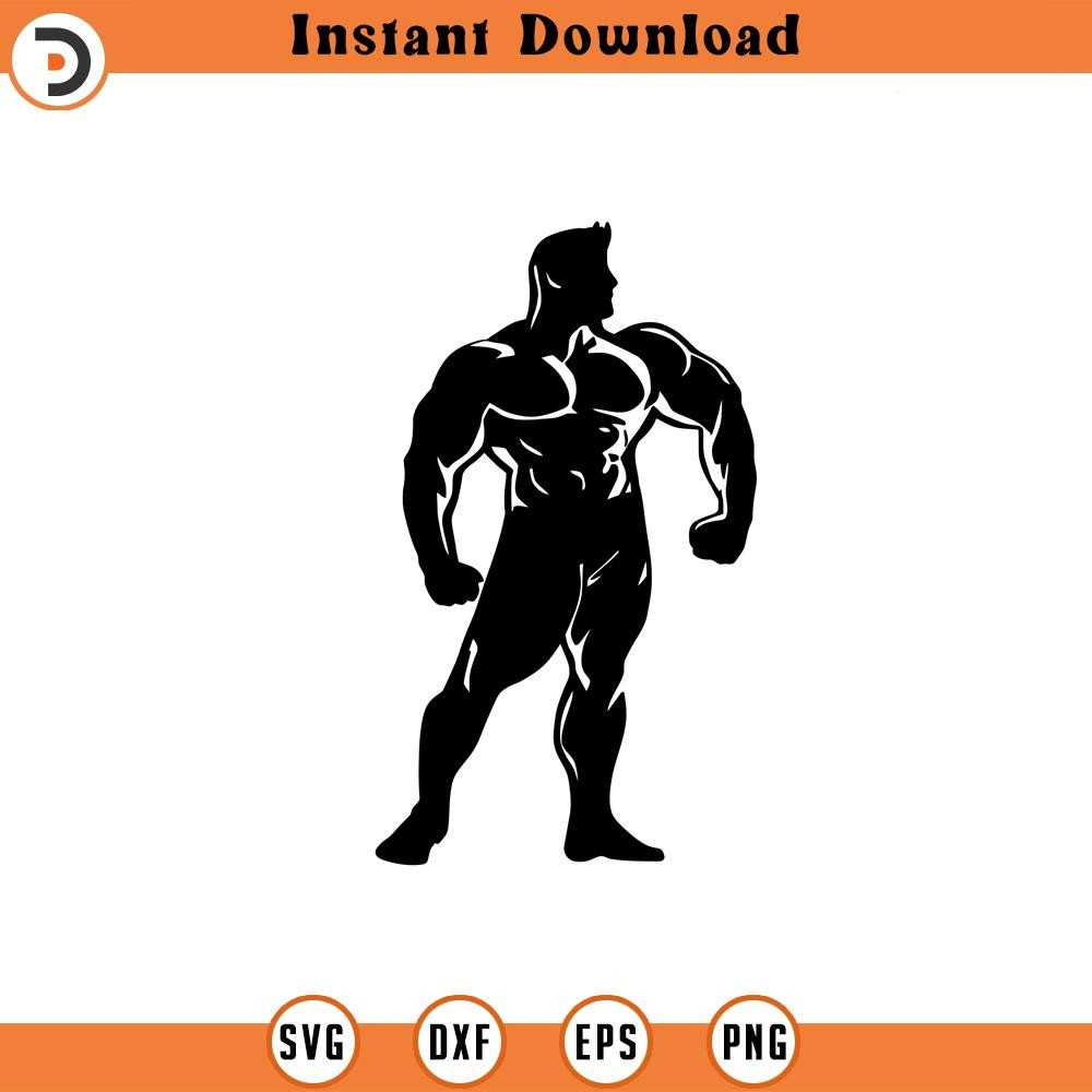 SVG1852-Muscle Man Silhouette SVG, Man SVG, Muscle Man svg, Hand-drawn SVG, Portrait svg, Cut File Cricut, Silhouette, Instant Download.jpg