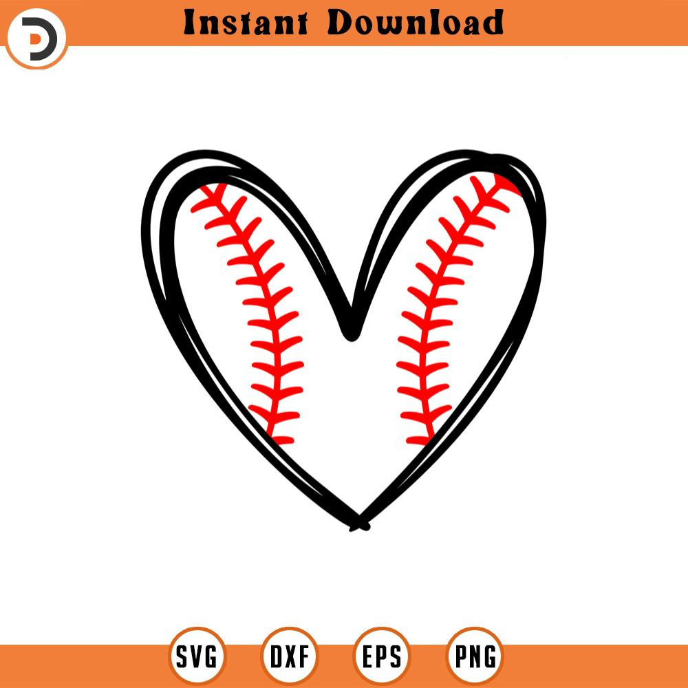 SVG1959-Baseball Heart Svg, Baseball Red Stitch, Baseball T-shirt, Baseball Mom, Scribble Heart Cut File Cricut, Silhouette, Png Pdf Eps, Vector.jpg