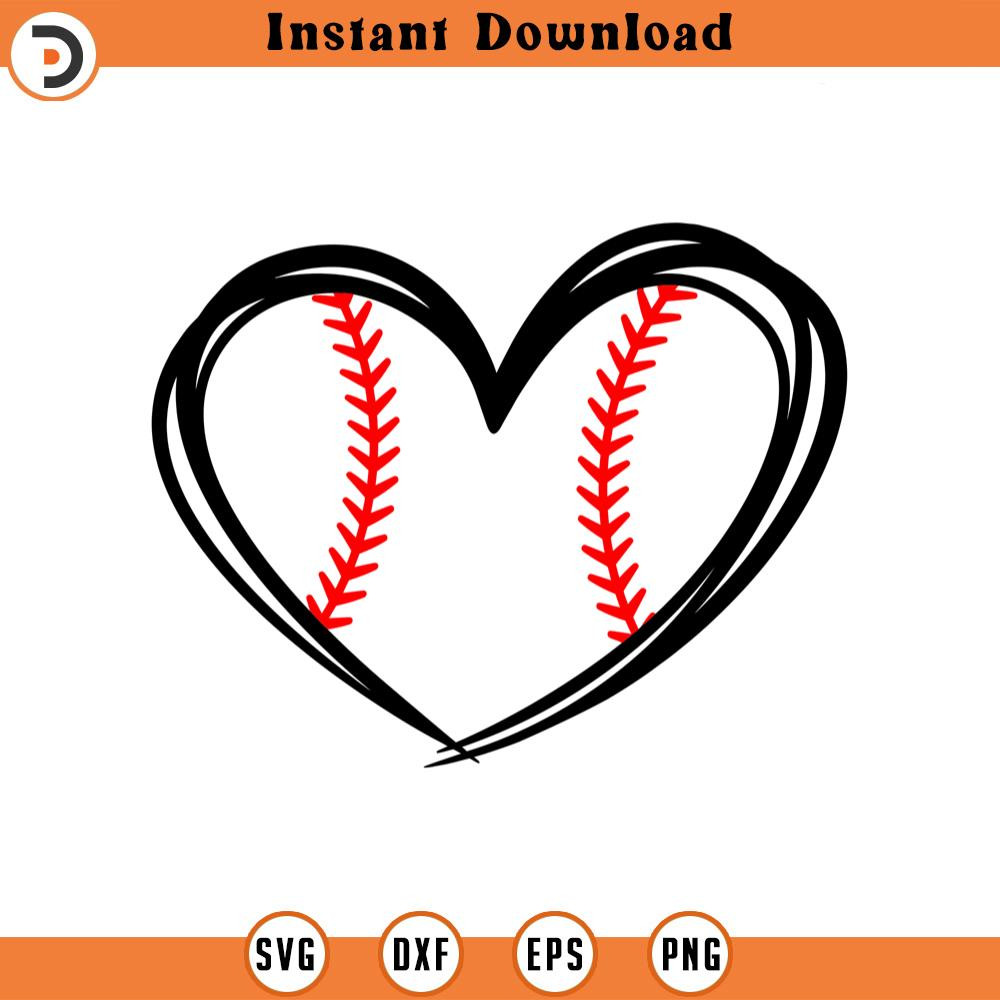 SVG1962-Baseball Heart Svg, Baseball Stitch, Baseball T-shirt, Baseball Mom, Hand Drawn Heart Cut File Cricut, Silhouette, Png Pdf Eps, Vector.jpg