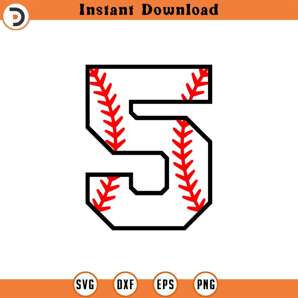 SVG1978-Baseball Number Five Svg, Fifth Birthday Svg, Baseball Five Png, Baseball Mom, Jersey Number Cut File Cricut, Silhouette, Vector.jpg