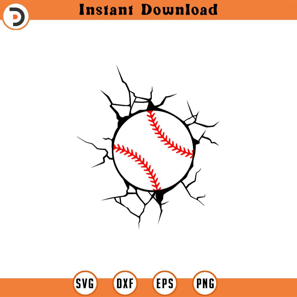 SVG1986-Baseball Svg, Baseball Png, Cracked Wall, Smashed Wall, Crashed Wall, Baseball in the Wall Cut File Cricut, Silhouette, Png Pdf, Vector.jpg