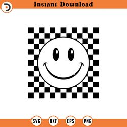 checkekred happy face svg, happy face clipart, retro happy face png, good vibes only cut file cricut, silhouette, png