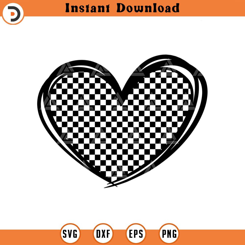 SVG2024-Checkered Heart Svg, Doodle Heart, Checkers Pattern Svg, Checkerboard, Hand Drawn Heart Cut File Cricut, Silhouette, Png Pdf Eps, Vector.jpg