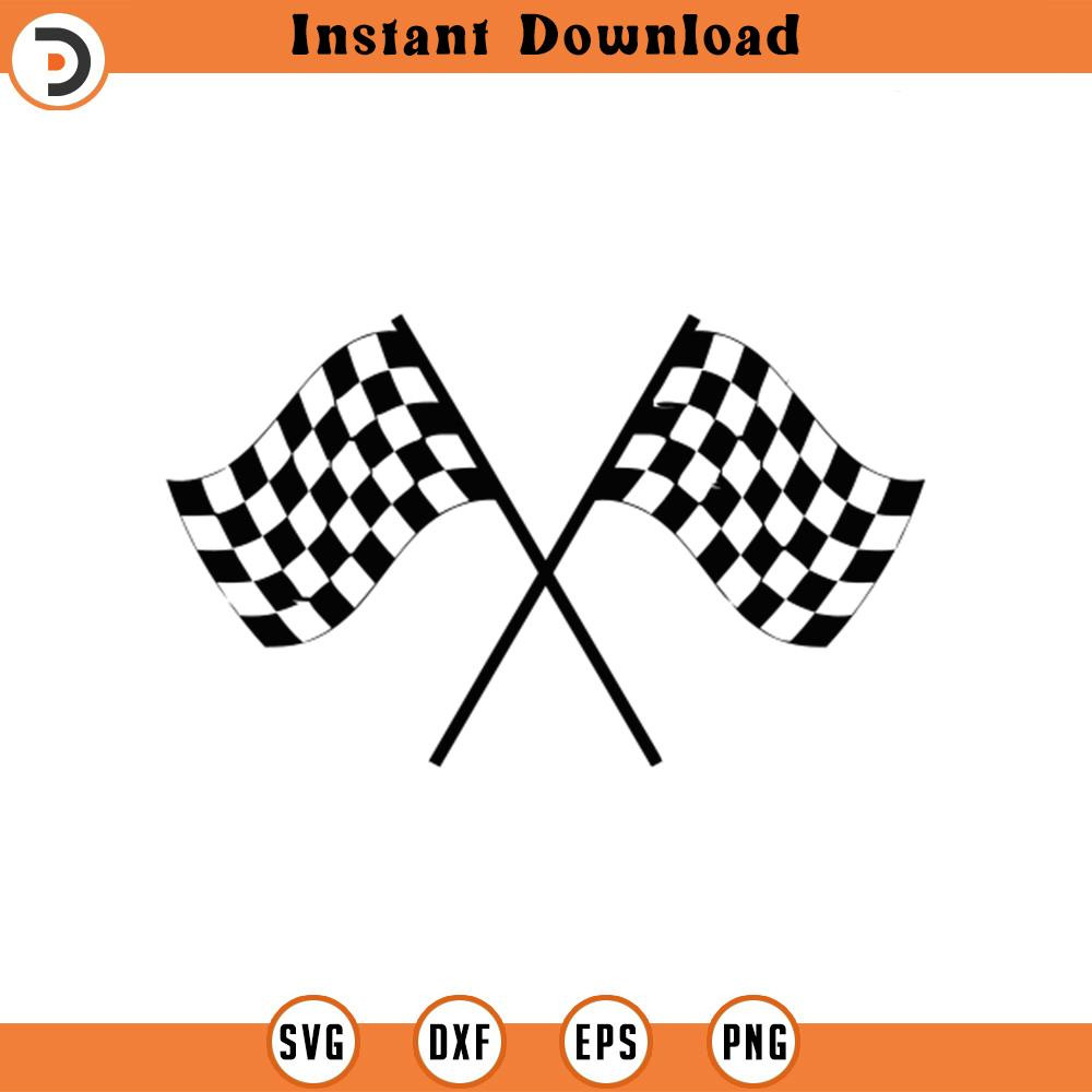 SVG2051-Checkered Racing Flag Svg, Crossed Race Flags Svg, Race Finish Flag, Motorcycle, Motocross Cut File Cricut, Silhouette, Png Pdf, Vector.jpg