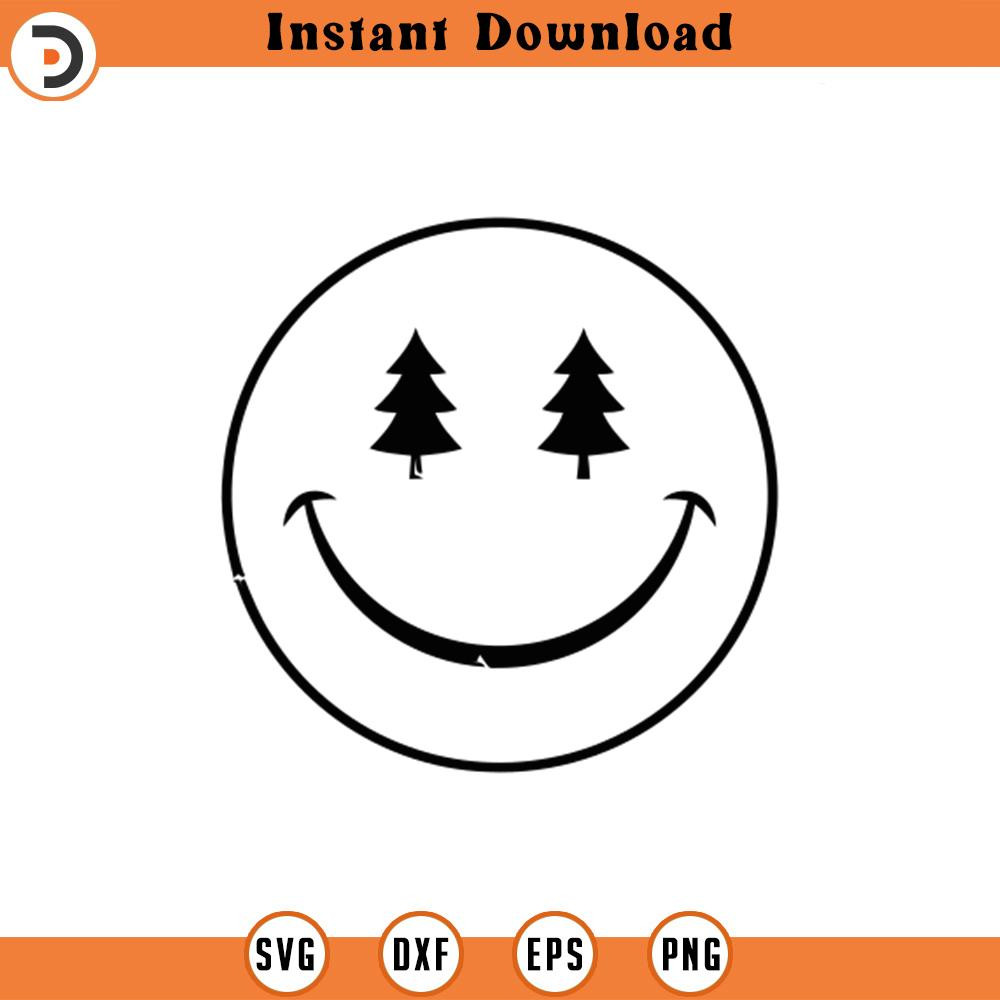 SVG2059-Christmas Happy Face Svg, Christmas Tree Svg, Happy Face Clipart, Retro Happy Face PNG Cut File Cricut, Silhouette, Png Pdf, Vector.jpg
