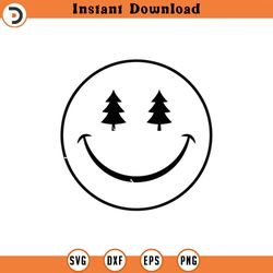 christmas happy face svg, christmas tree svg, happy face clipart, retro happy face png cut file cricut, silhouette, png