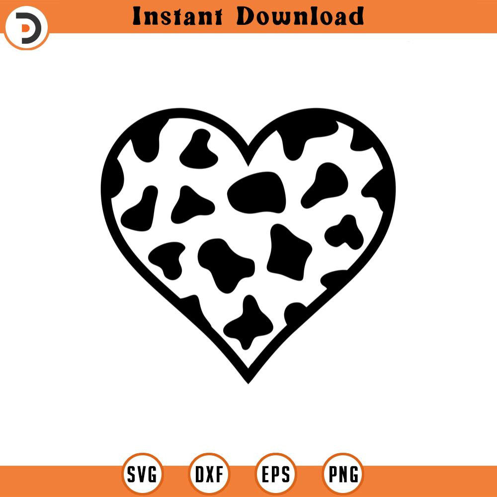 SVG2070-Cow Heart Svg, Cow Print Pattern, Cow Skin Spots Pattern, Animal Print Pattern Cut File Cricut, Png Pdf Eps, Vector, Stencil, Vinyl.jpg