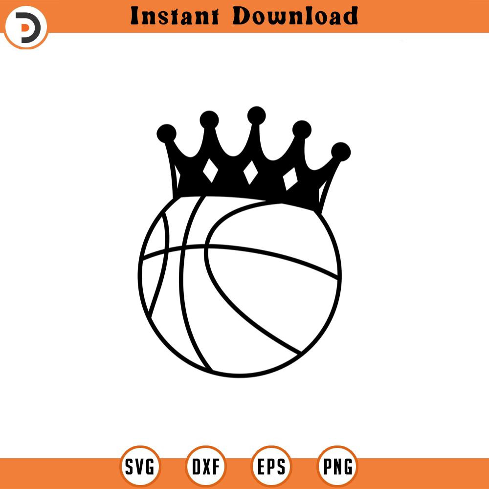 SVG2090-Crowned Basketball Svg, Basketball Png, Basketball T-shirt, Cheer Mom, Game Day Vibes Cut File Cricut, Silhouette, Png Pdf, Vector.jpg
