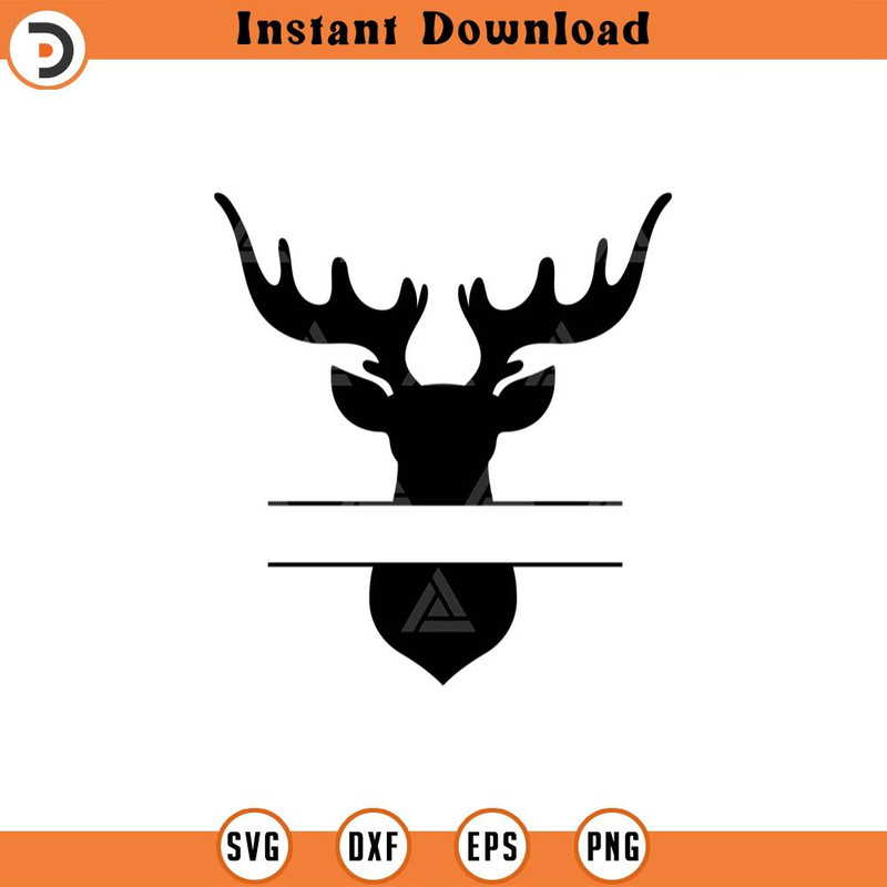 SVG2104-Deer Monogram Svg, Reindeer Split Name Frame Svg, Christmas Monogram Svg Cut File Cricut, Silhouette, Png Pdf Eps, Vector, Decal, Sticker.jpg